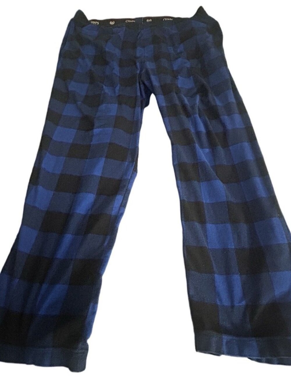 Chaps Men's Lounge Pants Size XL Blue Checkered Pajamas No Drawstring